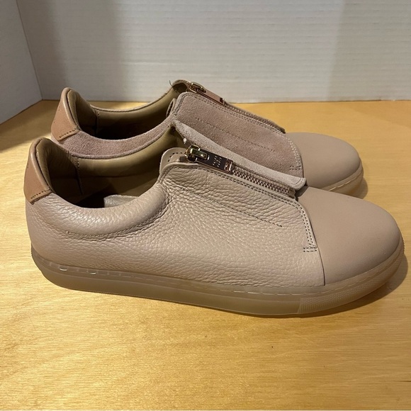 Pairs In Paris Women’s Leather Taupe Pink Zip Slip On Shoes Sneakers Size EU 39 - Picture 4 of 9